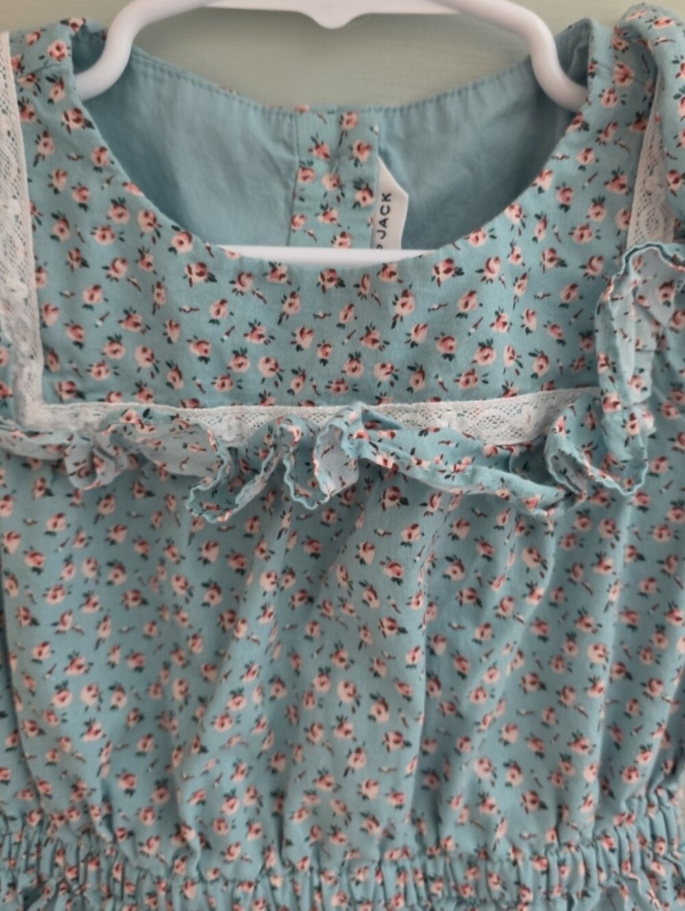 Janie And Jack Size 4 Or 4t Vintage Style Girls Blue Floral Ruffle Dress - Picture 4 of 4